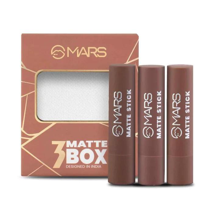 MARS 3pcs Matte Box Lipsticks Set – 04 Brown — Default