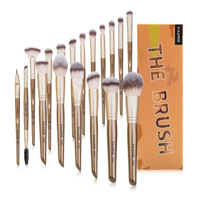 MAANGE 18Pcs Professional Makeup The Brush Box – Golden — Default