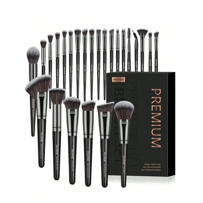 MAANGE 25pcs Professional Makeup Brushes Set with Box – Black — Default