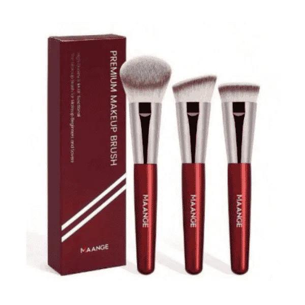 MAANGE 3pcs Professional Facial Brush Set – Red — Default
