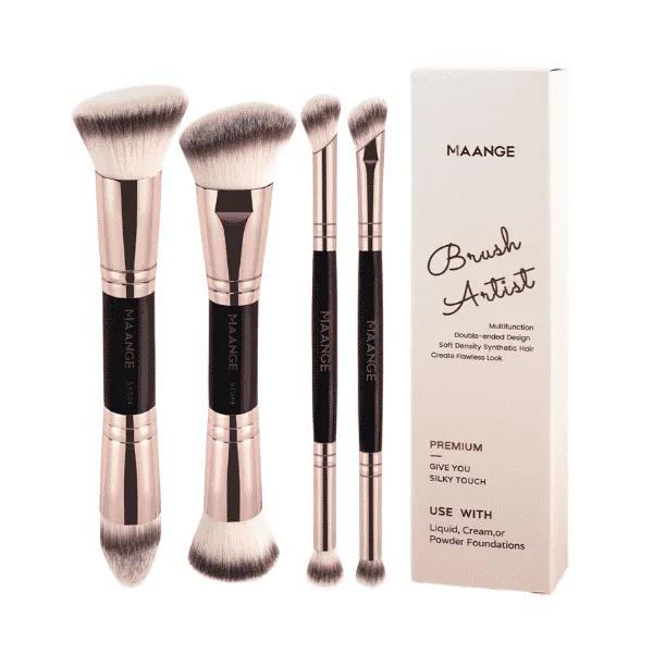 MAANGE 4pcs Brush Artist Premium Brush Set – Black | Face & Eye brush — Default