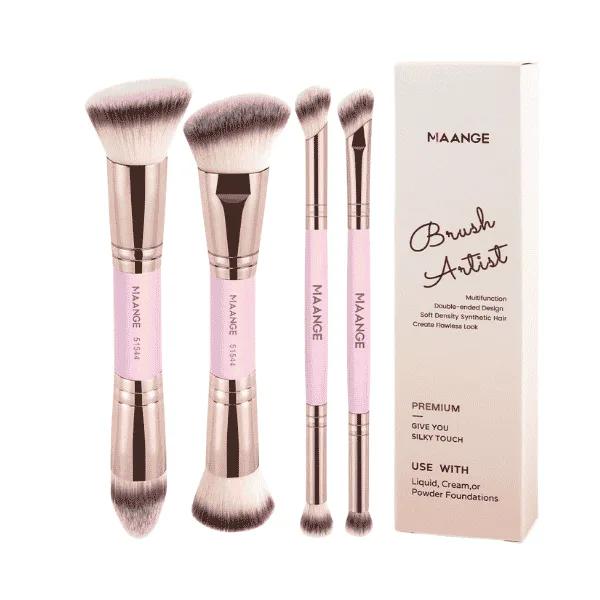 MAANGE 4pcs Brush Artist Premium Brush Set – Pink| Face & Eye brush — Default