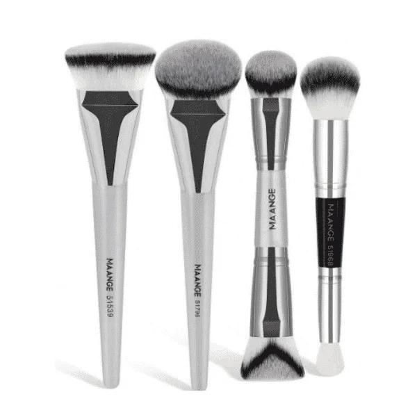 MAANGE 4pcs Crystal Silver Facial Brush Set — Default