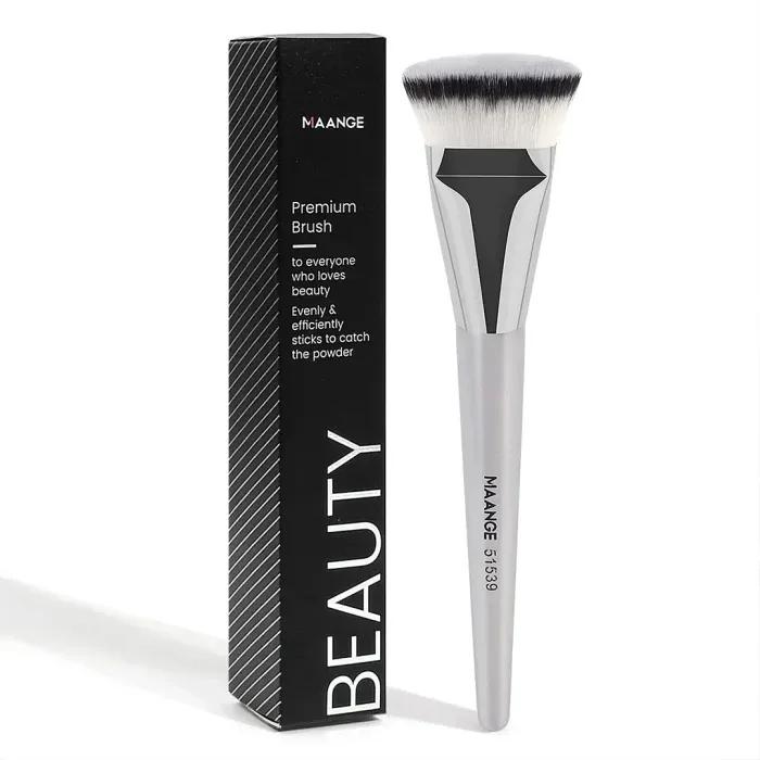 MAANGE Flat Angled Single Foundation Brush - Silver — Default