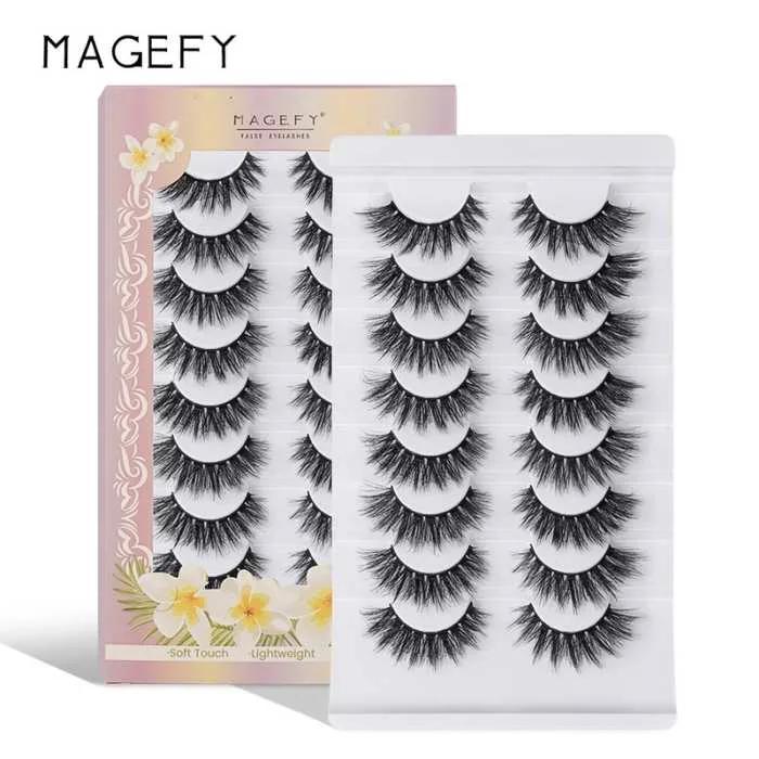 Maange Magefy 8pairs 3D False Eyelashes Set – Purple Floral Box — Default