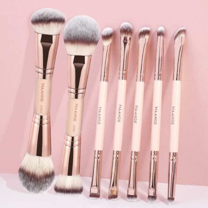 MAANGE 7pcs Face & Eye Brush Set - Pink