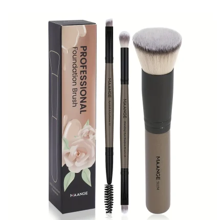 MAANGE 3Pcs Professional Makeup Brush Set â Foundation, Eyebrow & Blending Brushes