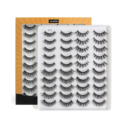 MAANGE 20 Pairs False Eyelashes Set Golden Box – Natural & Dramatic Look | Reusable Soft | Fluffy Lashes