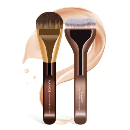 MAANGE 2pcs Professional Foundation Brush Set - Foundation & Curved Brush
