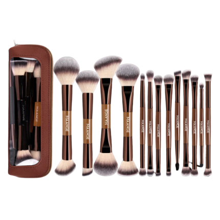 MAANGE 13pcs Makeup Brush with Bag - Brown